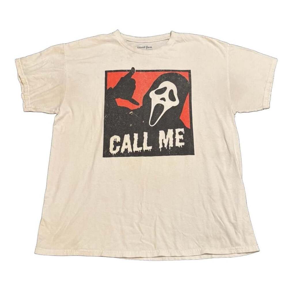 Bioworld Ghost Face Call Me The Icon Of Halloween Graphic T-Shirt White XL